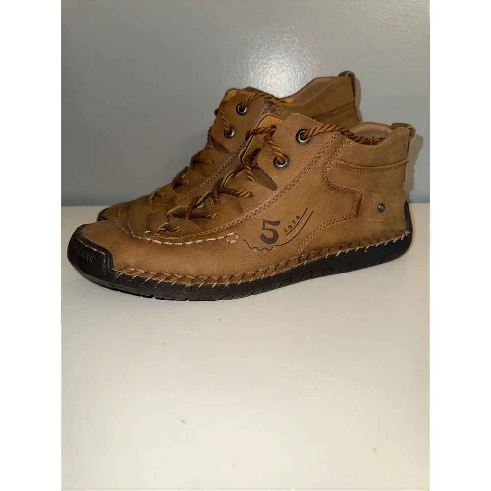 Madixa Kapda-Vintage Leather Boots-Brown Size 10 Hand‎ Stitched Excellent Cond.